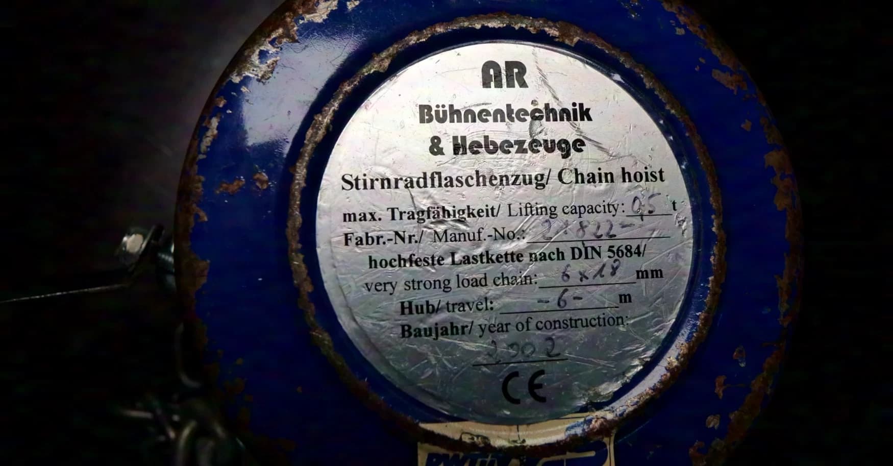 AR Bühnentechnik + Hebezeuge Palan à chaîne à engrenages cylindriques 500-6