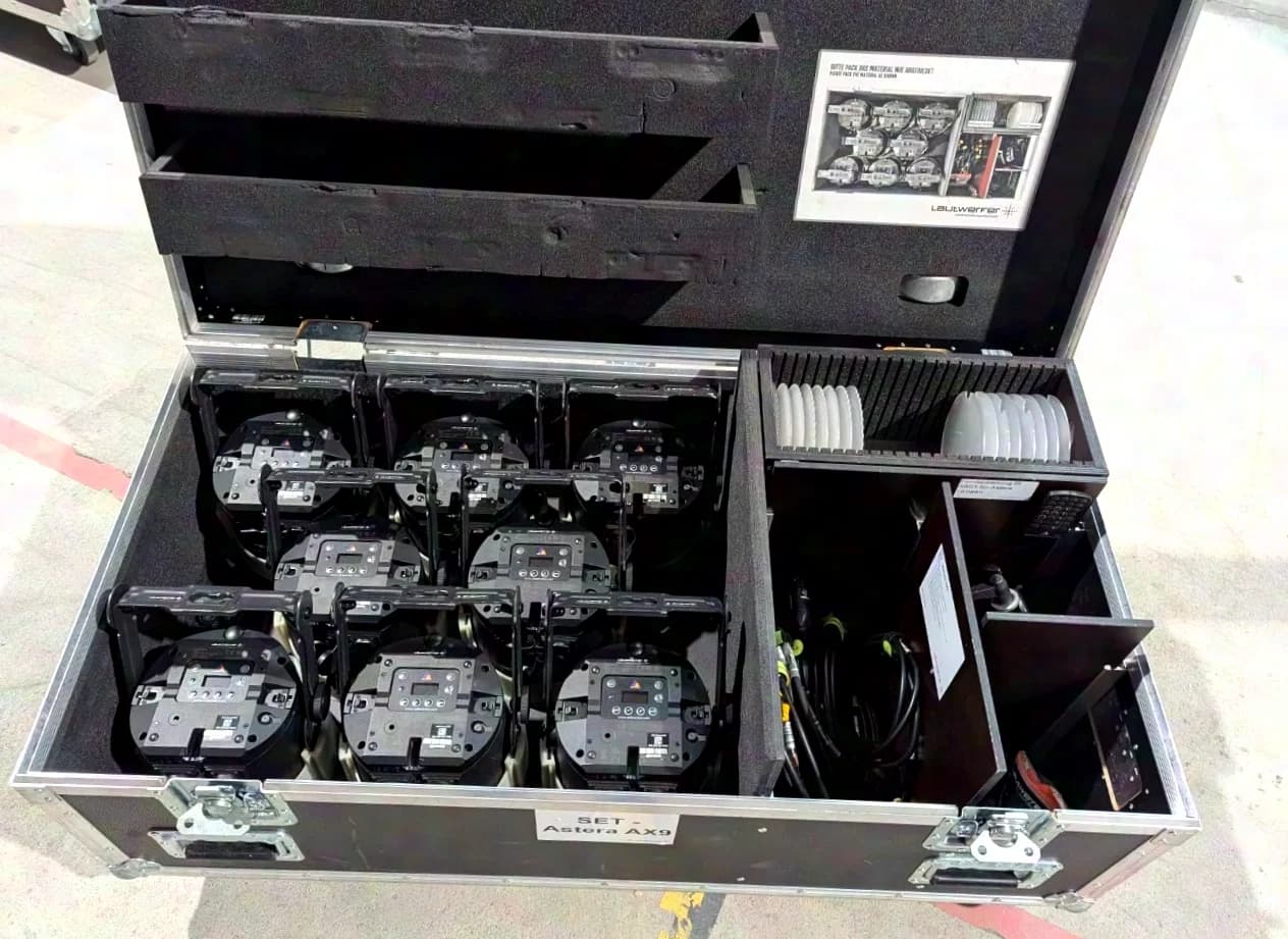 Ensemble de 8 Astera AX9 PowerPar en flight-case