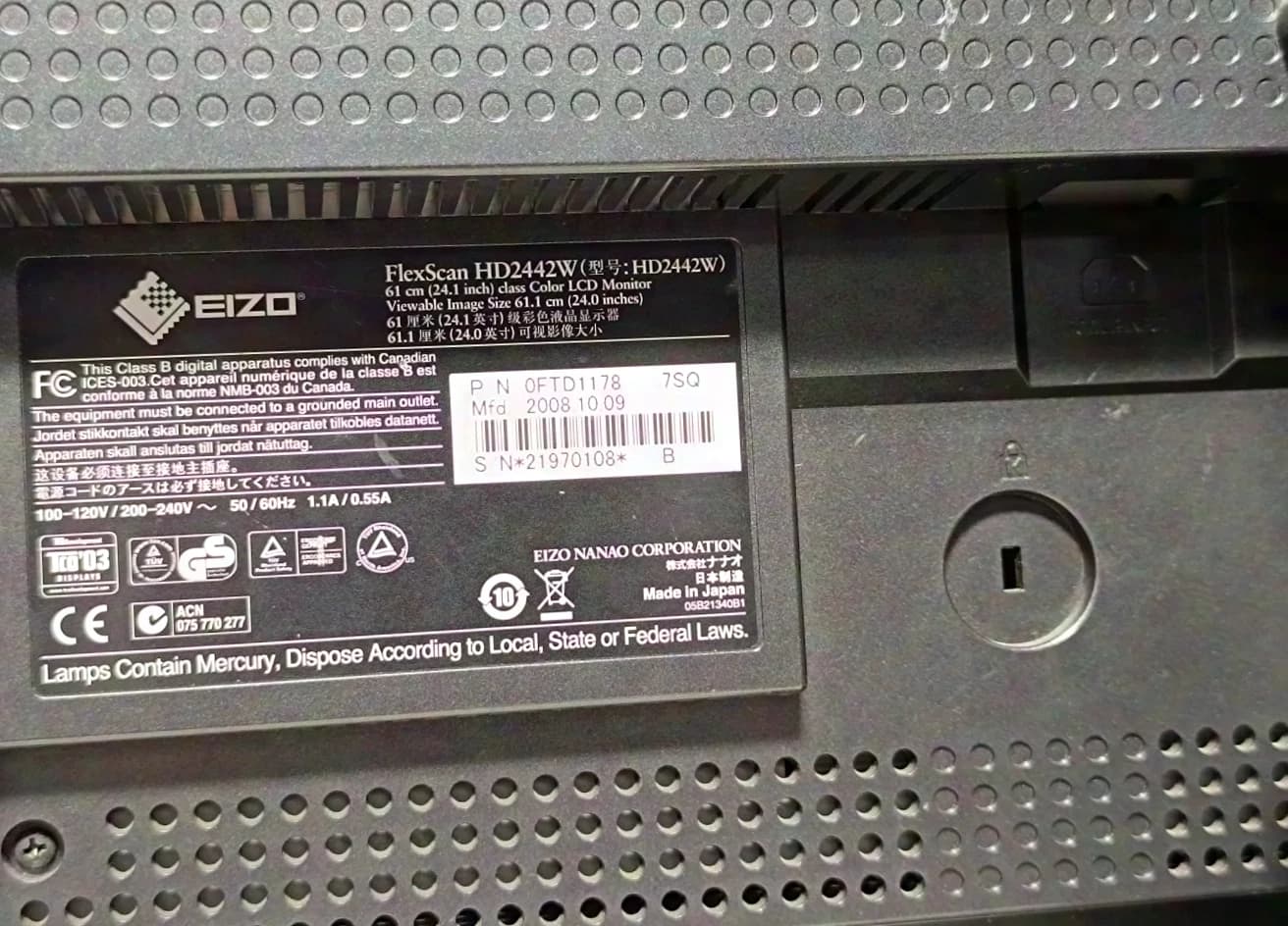 Eizo HD2442W 24"TFT, 16:10, 1080i/p, 2x HDMI, 1x DVI, 1x VGA