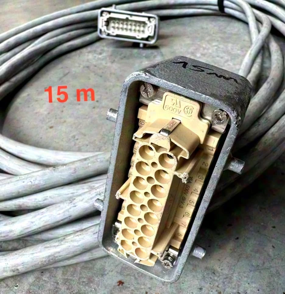 Câble multiconducteur de puissance gris Harting, Wieland & EPIC avec connecteur mâle/femelle 16 pôles – 15m I autres longueurs disponibles