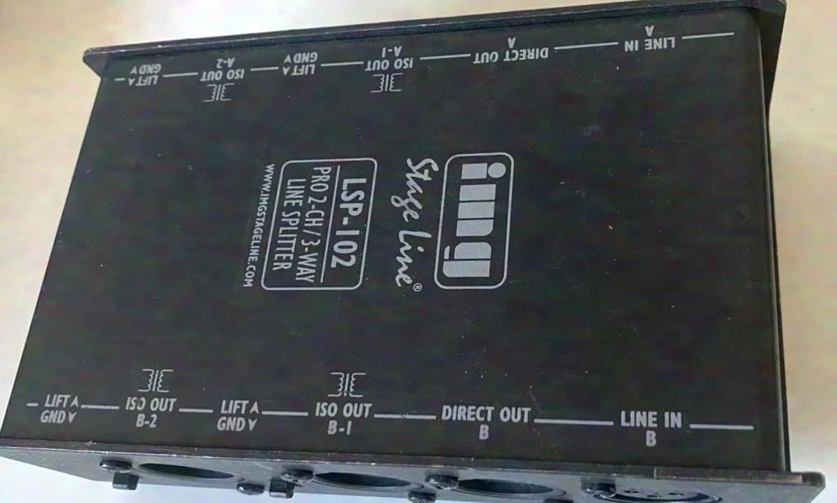 IMG Stageline Répartiteur de ligne 2 canaux 3 voies LSP-102/ LSP102 Line Splitter, 2x 3 voies