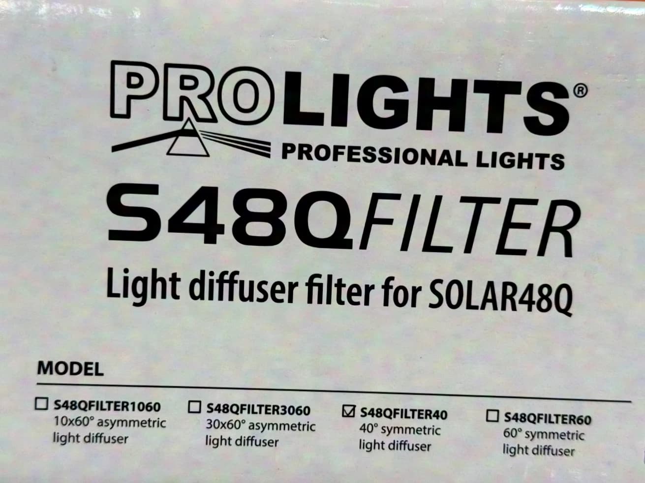 PROLIGHTS S48QFILTER40 diffuseur de lumière symétrique 40°