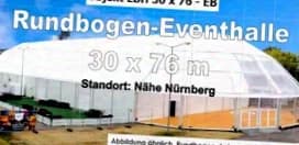 Halle événementielle à toiture arrondie - d’occasion 30x76m
