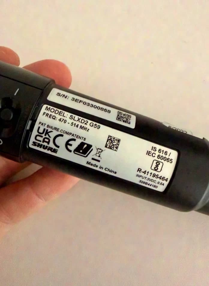 Émetteur à main Shure SLXD2 sans capsule dans la bande G59