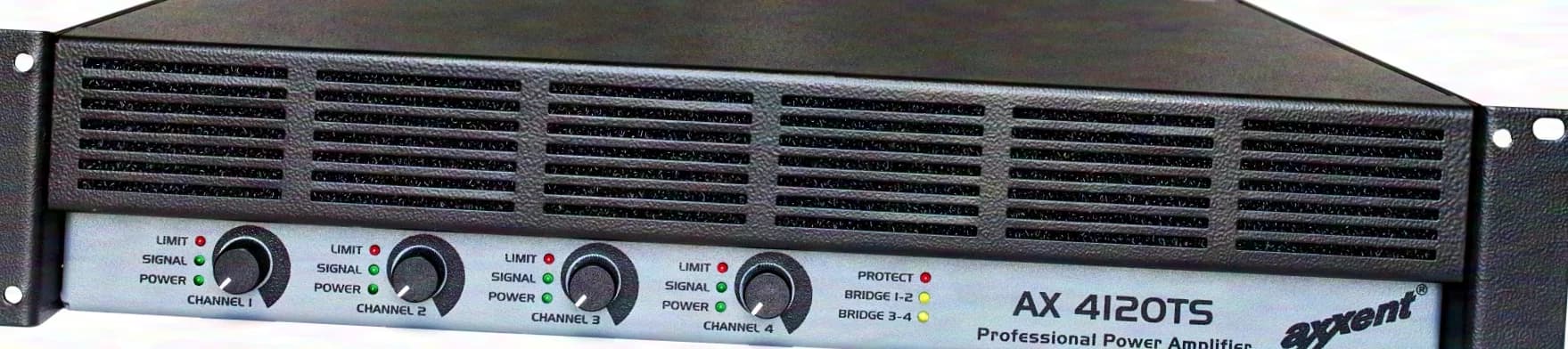 axxent AX4120TS amplificateur d'installation 4x120 W basse impédance et 50/70/100 V, fonctionnement sans mise à la terre